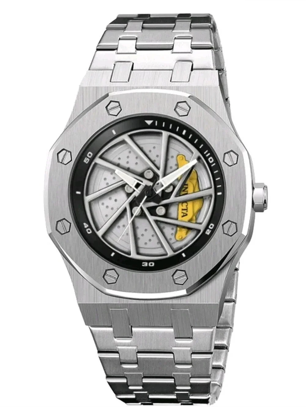 🏁 NEW Invicta Speedway Rim Men's Yellow Brake Caliper Watch 42mm Steel 69487